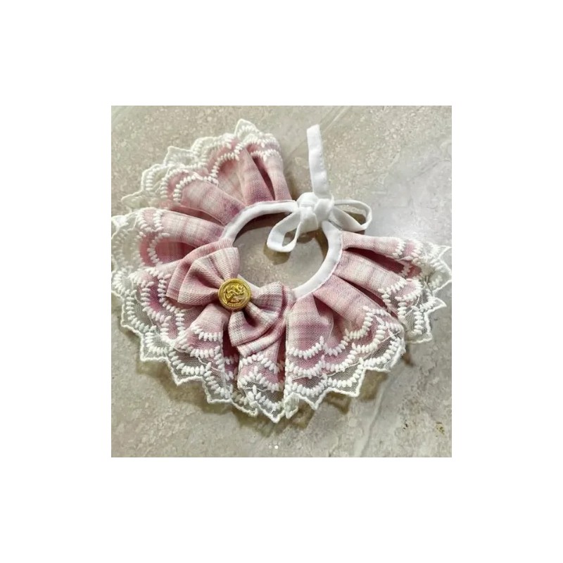 Collar Rosa Para Gatos Y Perros, Babero De Encaje Y