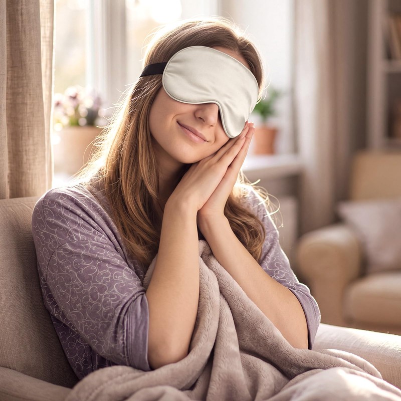 8 Pcs Silk Sleep Mask Soft Plush Eye Cover for