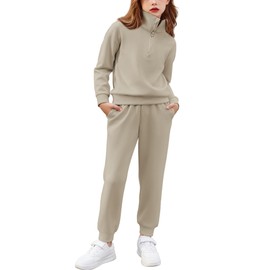 Arshiner Girls 2 Piece Outfit Long Sleeve Sportswear Set Half Zip Sweatshirt with Jogging Sweatpants