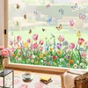 decalmile Window Clings Pink Tulips Flower Reusable Windows Decals