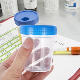 iplusmile 10 Pieces Urine Cups - 120 ml Sample Cup with Screw Lid Urine Sample Cup Urine Sample Cups Bottle with Graduated for Home Laboratory (Random Colour)