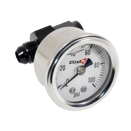 Inline -an to 1/8" NPT Pressure Gauge | 0-100 PSI (White face, 6AN to -6AN 1/8" NPT)