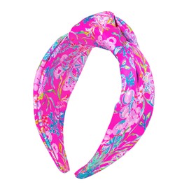 Lilly Pulitzer Diadema anudada colorida, diadema ancha de satén, bonitos accesorios para el cabello para mujeres y niñas, Shell Me Something Good
