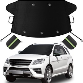 Sompaty Windshield Cover for Ice and Snow, Windshield Snow Cover, Performance Brake Kits with Side Mirrors Cover, Fits Most Cars, Trucks, Vans, SUVs and More 87 x 56 inches, Black