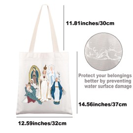 MYSOMY Blessed Virgin Mary Tote Bag Our Lady of Guadalupe Gifts Catholic Gifts Our Lady of Fatima Shoulder Bag Catholic Mom Gift (white dress UK1)