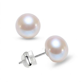 YAMI Real Pearl Earrings,Freshwater Pearl Studs for Daily Wear,Gift 9MM