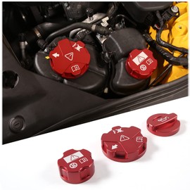 Aluminium Alloy Engine Oil Cap Radiator Cap Brake Fluid Cap Cover Trim Compatible with Toyota Supra GR A90 A91 MK5 2018-2022, Engine Cap Cover Set supra Accessories 3PCS (red)