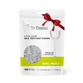 Dr. Emma Floss Picks, Replaceable Back Teeth Easy Flosser, Electric Kit for Teeth Cleaning, Gum Stimulator, 120 Count