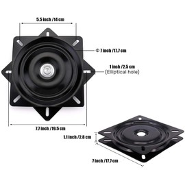 Rcbzzp Universal Furniture Turntable, Metal Furniture Turntable, Swivel Fitting, Heavy Duty, 360° Swivel Turntable, 177 x 177 x 28 mm, 260 kg Load Capacity, for Stools, Tables, Bookshelves (7 Inches)