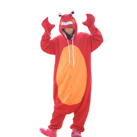 Lifeye Adult Red Crab Pajamas Animal Cosplay Costume, Red, Small