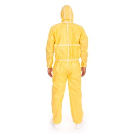 FRANZ MENSCH Hygostar ChemicalStar Overalls Type 3B+4B+5B+6B SMS/PE, Yellow, XXXL, L: 185 cm, Circumference: 152 cm, Chemical Protection Suit, Disposable Suit, Laboratory Suit, Pack of 10