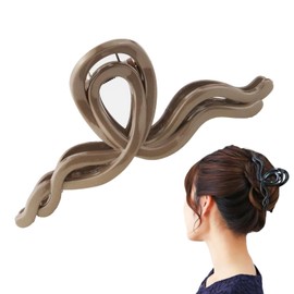 KOEIDO Hair Claw Extra Large 5.7 inches (145 mm) Double Loops Extra Large Lightweight Tight Hair Claw Light Brown