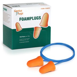 Glove Station Disposable Ear Plugs, 100 Pairs – Corded Foam Ear Plugs for Sleeping & Noise Reduction, Individually Wrapped, 26dB NRR, Hi-Viz Orange, Hearing Protection for Work & Travel