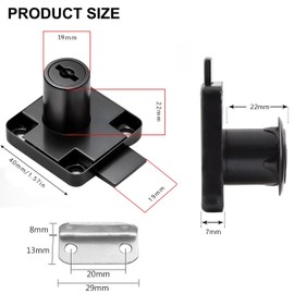 ZiYuya Cam Lock with Key Different Security Cabinet Lock Mailbox Lock Drawer Lock Mailbox Lock Household Office Furniture Door Lock (Black)