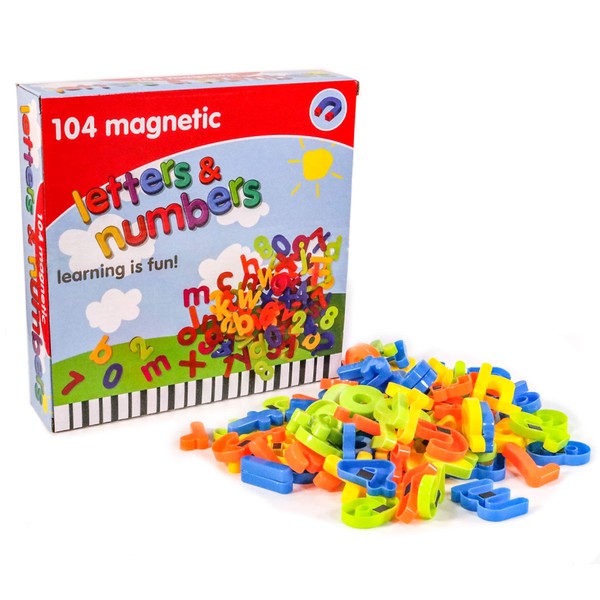 KandyToys 104 Piece Magnetic Numbers & Letters - Perfect for Educational Toys Fridge Magnets Spelling and Maths