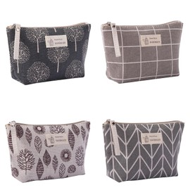 Pack of 4 Multifunctional Makeup Bag, Cosmetic Bag, Printed Makeup Bags with Zip, Portable Printed Make Up Bag, Canvas Cosmetic Bag, Cosmetic Bag Made of Canvas, As shown, Multifunctional make-up bag,