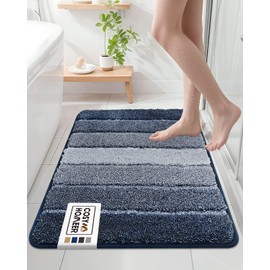 COSY HOMEER Bathroom Rugs 36"x24", Ultra Soft Absorbent Bath Mat with Non-Slip TPR Backing, Machine Washable Shaggy Rug for Bathroom Floor, Dark Blue