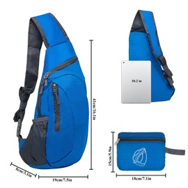 Long Keeper Small Sling Bag Foldable Crossbody Backpack for Men Women, Lightweight Chest bag Packable Sling Backpack Shoulder Bag for Travel Dog Walking Sports