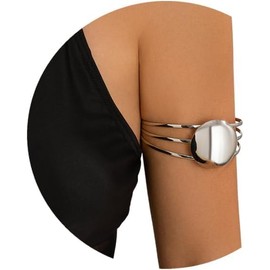 Metal Multi-layered Upper Arm Bracelet Simple Round Armlet Summer Beach Adjustable Open Arm Bangle Bracelets Summer Jewelry for Women Bracelet (Silver, One size)