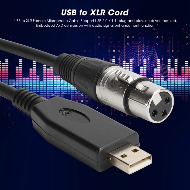 Microphone Cable Computer USB to XLR Female Microphone Connector Cord