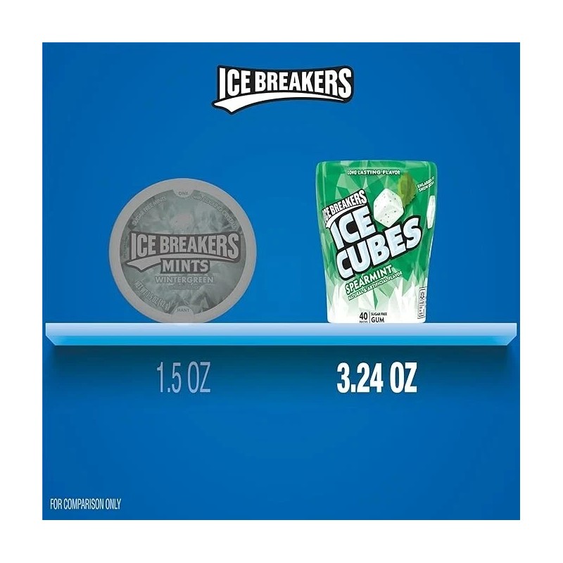 ICE BREAKERS Ice Cubes Spearmint Sugar Free Chewing Gum 40