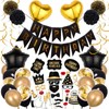 WEIKA 54 Pcs Birthday Decorations - Black and Gold Happy