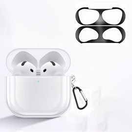AMAPC for AirPods 4 Case, Dust Guard Included, TPU Material, Wireless Charging, Lightweight, Scratch-Resistant, Slim, Shockproof, Waterproof, Dustproof, Lost Prevention, Soft, Protective Cover for