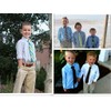Enlision 3pcs Boys Pre-Tied Neckties & Pocket Square Set Neck