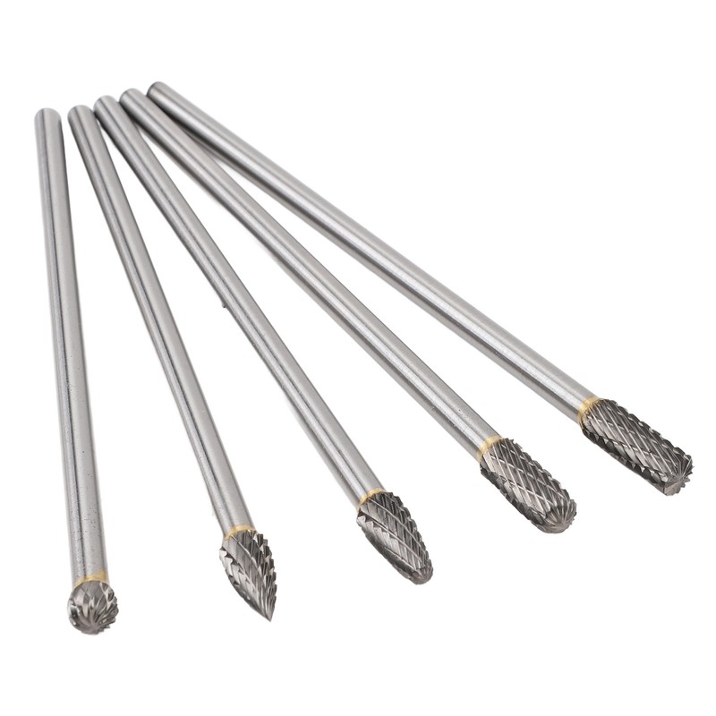 5pcs Rotary Tool Carbide Burr Set 150mm Double Grain Long