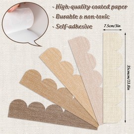 FYSUIMU 69Ft Fall Burlap Bulletin Board Border Milky White Brown Burlap Scalloped Self-Adhesive Trim Border Farmhouse Decoration for Thanksgiving Back to School Classroom Office Home Party Decoration