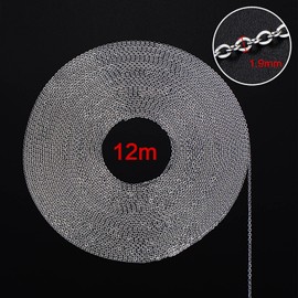 12 Meter Edelstahl Kabel Kette Link Kette Halskette für Schmuck Zubehör DIY, Silber Farbe