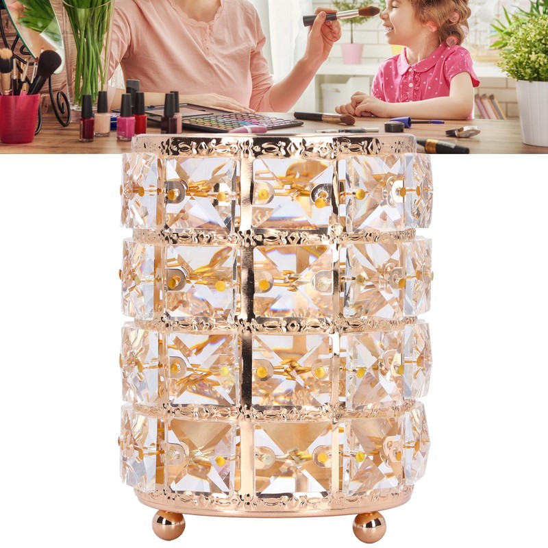 Crystal Makeup Brush Holder European Style Rounded Crystal Glass Cosmetic