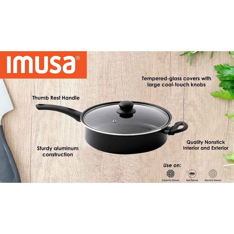 IMUSA USA Jumbo Cooker with Lid, 11-Inch, Black