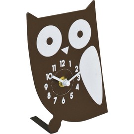 Steel 置ki時計 Object Clock [Owl] Brown G-10 5018B