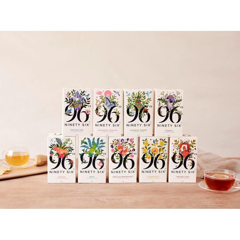 96° Indian Chai - 20 Pyramid Tea Bags, Individually Wrapped,