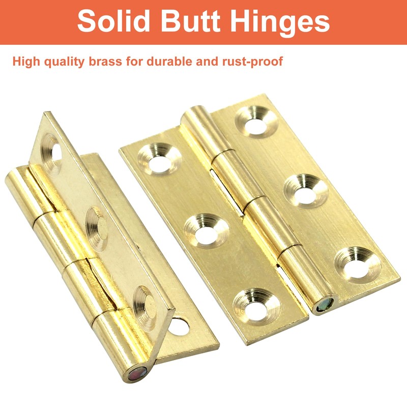 Piutouyar 8 Pack Butt Hinge 1.5 Inch Mini Hinges Solid