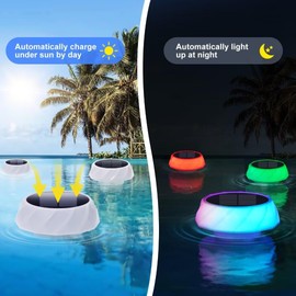 Pool Chlorine Floater with Solar Colorful Lights, Floating Dispenser Fits 2x3” Tablets(Tablets NOT Included), Anti-Sinking Chlorine Holder for Pool Hot Tub Spa Party - 1 Pack