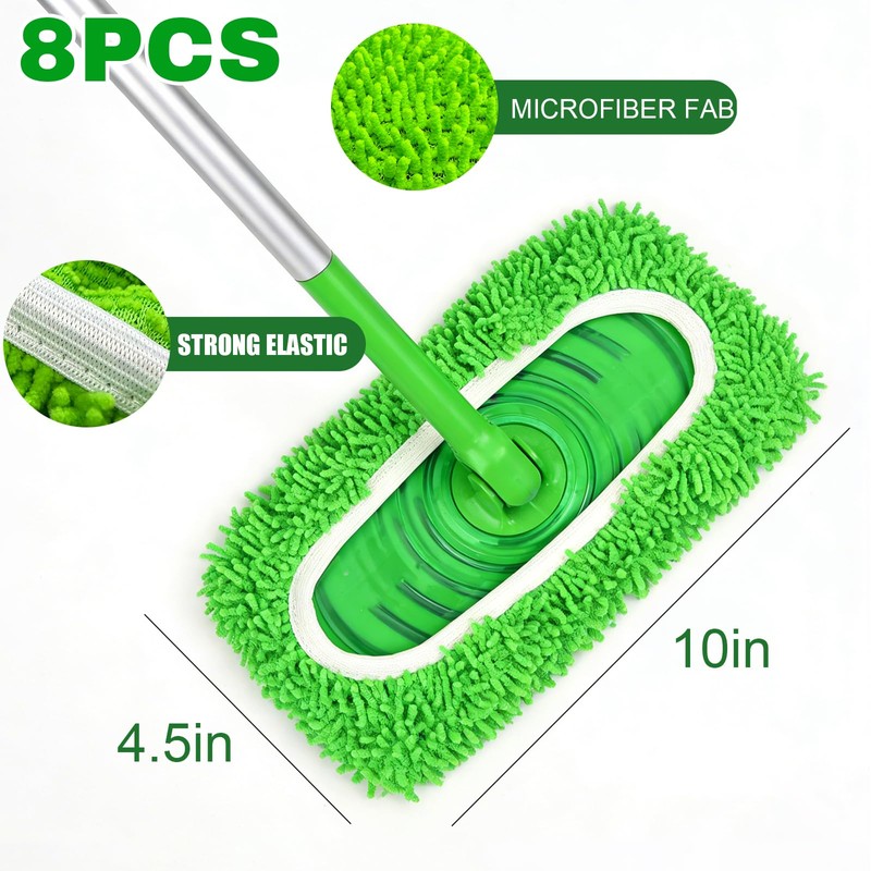 Septo 8Pcs Reusable Microfiber Mop Pads, Replacement Compatible with Sweeper