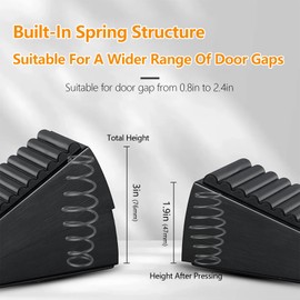 Heavy Duty Door Stopper, 3 Inches Adjustable Spring Large Stopper,Suits Any Heavy Door, Any Smooth Floor, 1 Pack Black