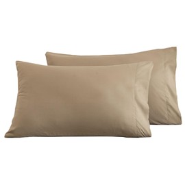 Microfiber Standard Bed Pillowcases 2 Pack, Super Soft Bed Pillow Covers Envelope Closure, Wrinkle, Fade and Stain Resistant, 20x26, Dark Beige