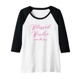 Womens Blessed Birdie Raglan Baseball Tee