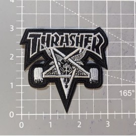 Unbranded Thrasher Pentagram Patch 3x3" Skater Boarding Goth Punk  Embroidered Iron On