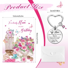 Otuuz Nan Birthday Card with Envelope and Keychain Happy Birthday Nan Gifts Never Forget That I Love You Forever Nan Keyring from Grandchildren for Nan Birthday Gifts