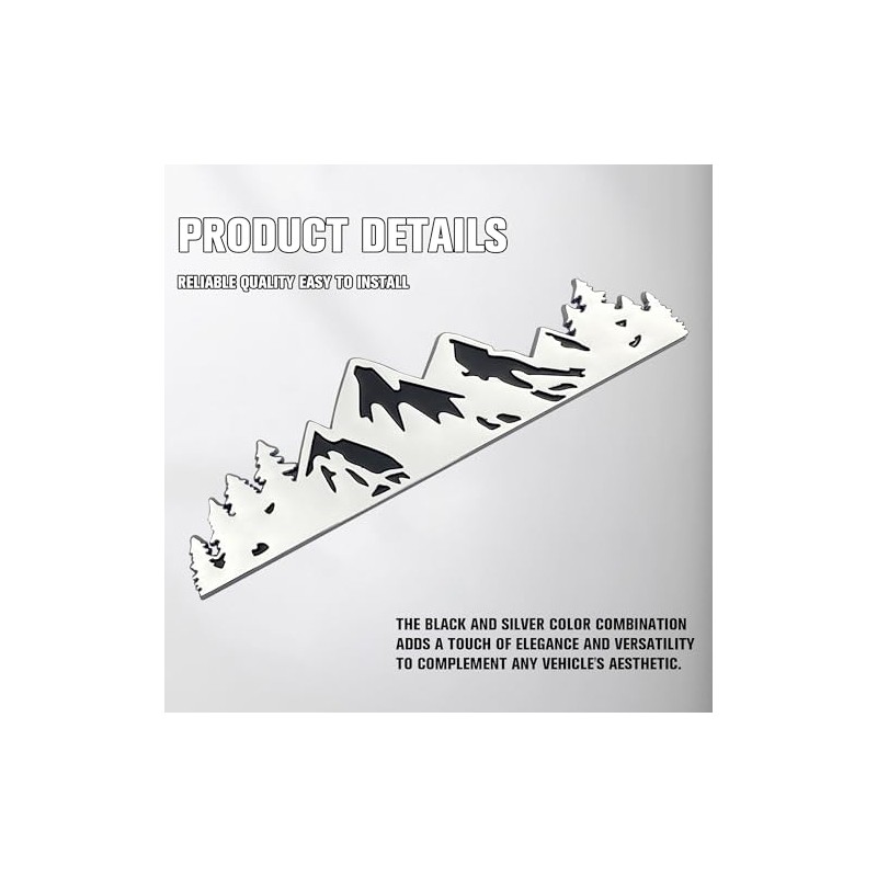 Snow Mountain Tree Emblem for Car, 2 Pcs 7 Inch