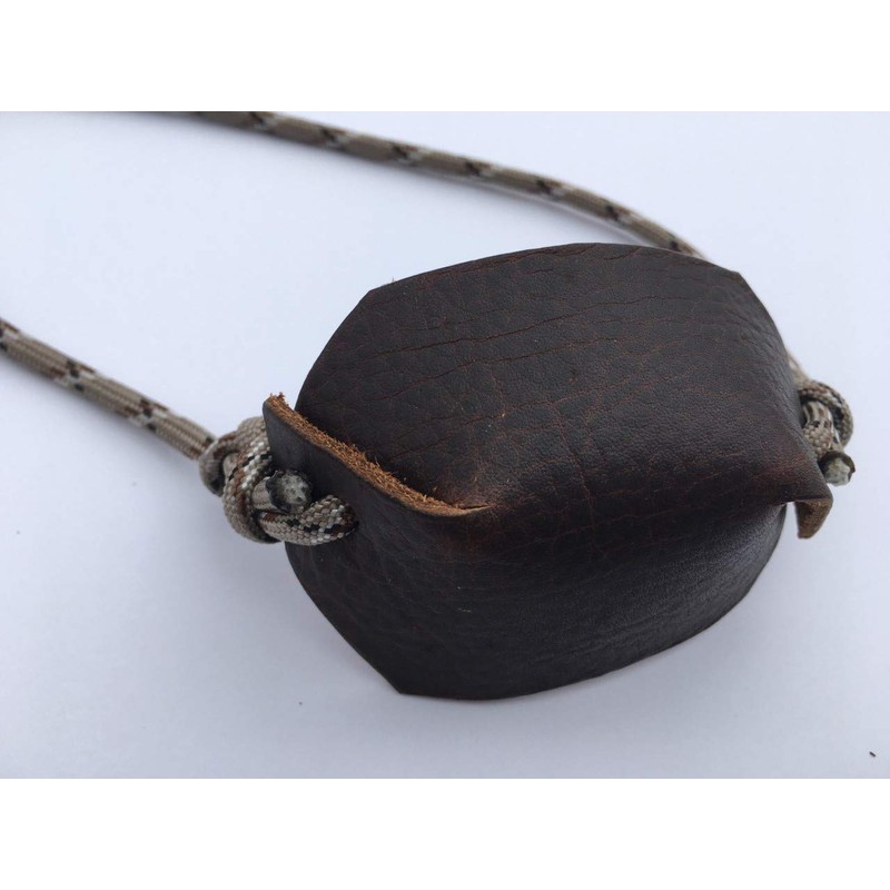Desert Camo Paracord and Leather Cupped Pouch Shepherd Sling Handmade