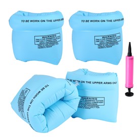 4 PCS Arm Floaties Inflatable Swim Arm Bands Floater Sleeves Swimming Rings Kids Children Toddlers Adults -Blue