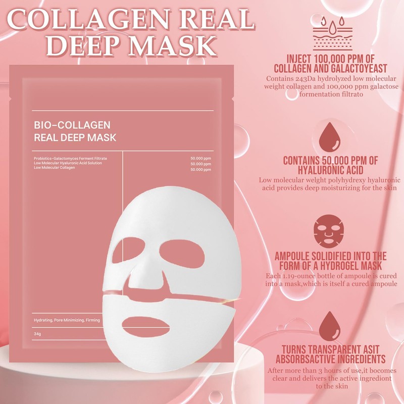 Organic Collagen Real Deep Mask, Pack of 4, Collagen Overnight
