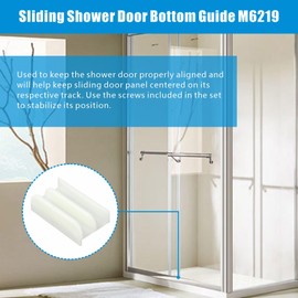 M6219 Sliding Shower Door Bottom Guide, Shower Door Bottom Guide with Screw for Sliding Top Hung Shower Door Tub Enclosure Systems, Shower Door Divider Track Guide 1/2 in Channel for Glass Door-2 Pack