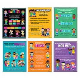 Fun Express Dimensions of Diversity Classroom Posters - Set of 6, Each Measures 17 x 22 Inch - Multicultural Teacher Supplies and Decor