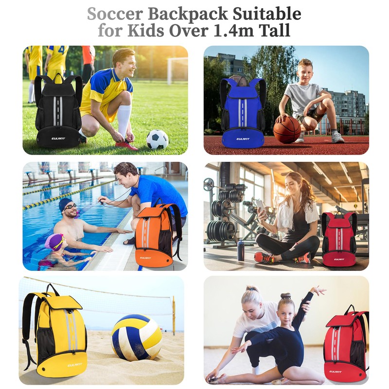 EULANT Football Backpack with Shoe Compartment, Multifunctional Backpack with Bottom
